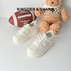 经典鲨2026年春专柜新品韩版百搭圆头厚底系带休闲小白鞋女KW194-617031