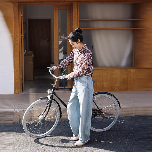 绽放029朵/"马上笑开花"衬衫·双纱微皱棉感花卉印花长袖衬衫女春 商品图2