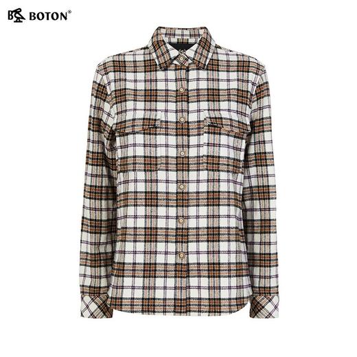 波顿女士秋冬季宽松翻领长袖格子磨毛衬衫型外套休闲百搭外套LSJ089325 商品图5