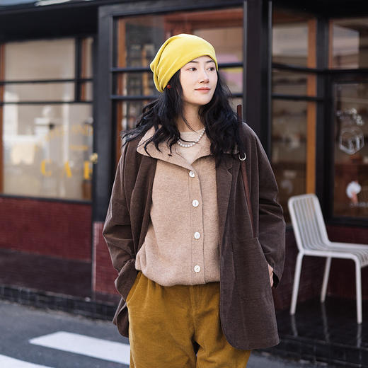 绽放033朵/桑蚕丝匹马棉灯芯绒帅气休闲西装外套女春百搭新款上衣 商品图1