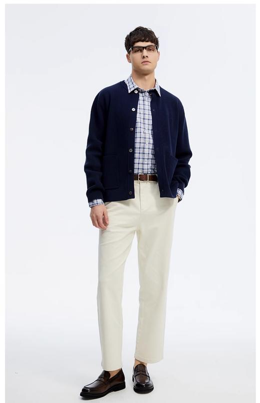 波顿男士春夏季清新蓝白格长袖格子衬衫休闲棉质百搭衬衣MS111125 商品图2