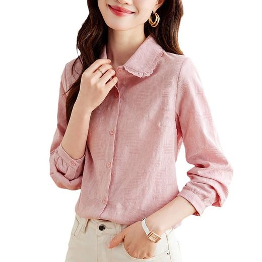 丁摩 春装新款提花设计感衬衫女洋气减龄打底衬衣女5ZF-41002 商品图4