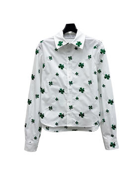 女款四叶草刺绣长袖衬衫 可配套装ba010