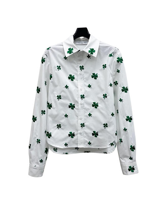 女款四叶草刺绣长袖衬衫 可配套装ba010 商品图0