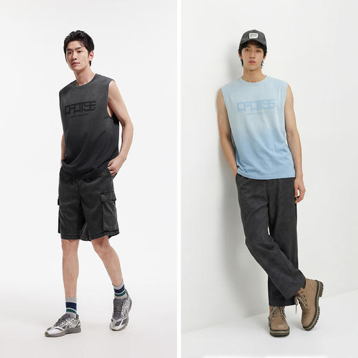 森马背心男夏季纯棉字母印花圆领无袖上衣时尚渐变宽肩针织马甲 商品图4