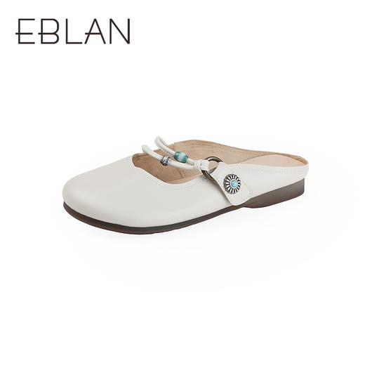 【上新】伊伴2026夏季波嬉风柔软羊皮慵懒低跟穆勒拖B26230810 商品图0