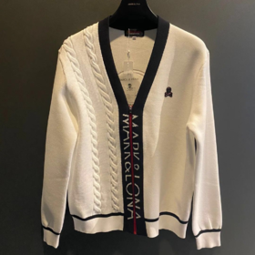 M&L男款黑白撞色V领针织开衫 减龄麻花纹路外套M322224-19