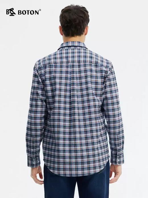 波顿男士春秋长袖格子衬衫高端合身美式休闲纯棉衬衣MS092125 商品图2