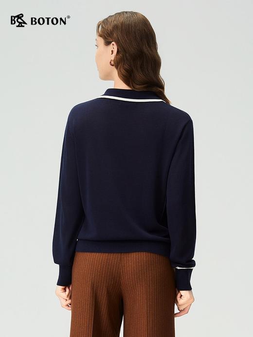 波顿女士秋冬翻领长袖毛衣宽松高级感天丝蚕丝毛衣LU118325 商品图2