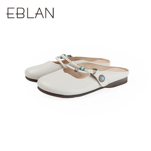 【上新】伊伴2026夏季波嬉风柔软羊皮慵懒低跟穆勒拖B26230810 商品图4