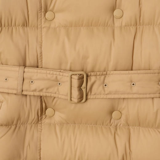BURBERRY 巴宝莉 女士中长款尼龙连帽羽绒服 卡其色 8113175 B8626 商品图1