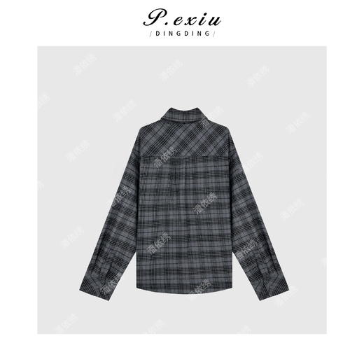 A008潘依绣丁丁宠粉韩版简约磨毛格子翻领衬衣 Q45050 商品图1