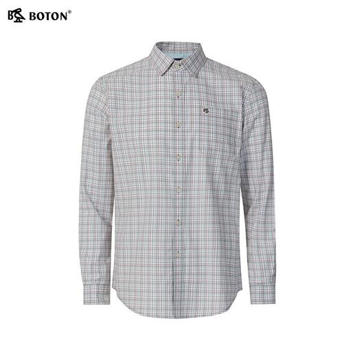 波顿男士春夏季红绿白色长袖复古撞色格子衬衫高端美式休闲衬衣MS102125 商品图5