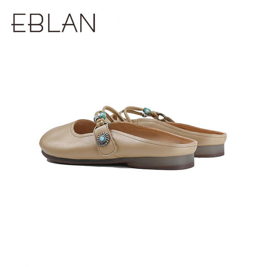 【上新】伊伴2026夏季波嬉风柔软羊皮慵懒低跟穆勒拖B26230810 商品图3