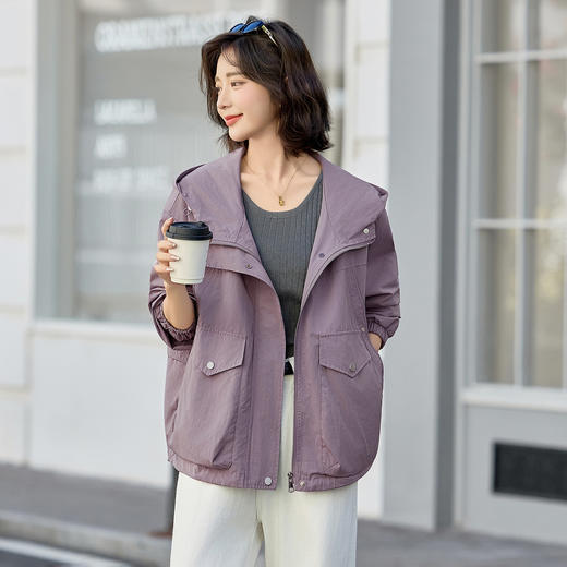 百媚生 连帽短款风衣外套休闲夹克上衣BKYWL1961 商品图1