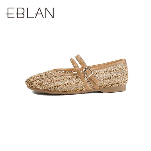 【上新】伊伴2026春季时髦舒适平底浅口编织网面单鞋玛丽珍B26196032 商品图1