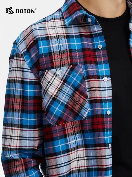 波顿男女同款春秋长袖格纹衬衫型外套宽松版型与舒适纯棉诠释经典红蓝白复古格调USJ109125 商品图4