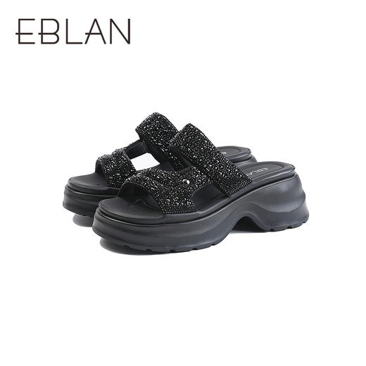 【上新】伊伴2026夏季闪耀水钻增高神器休闲凉拖鞋B26398210 商品图4