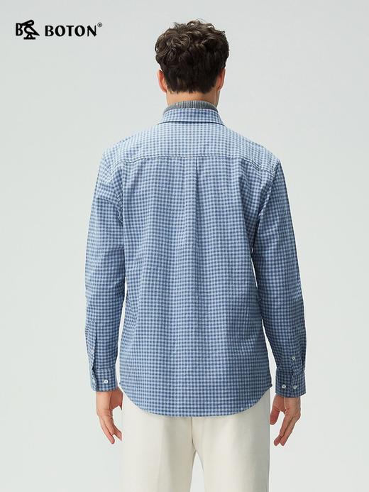 【抗菌防臭】波顿男士春秋冬季翻领中厚磨毛格子长袖衬衫修身简约百搭衬衣MS118325 商品图2
