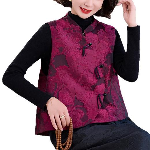 百媚生 轻国风盘扣无袖立领外搭新中式马甲2916 商品图4