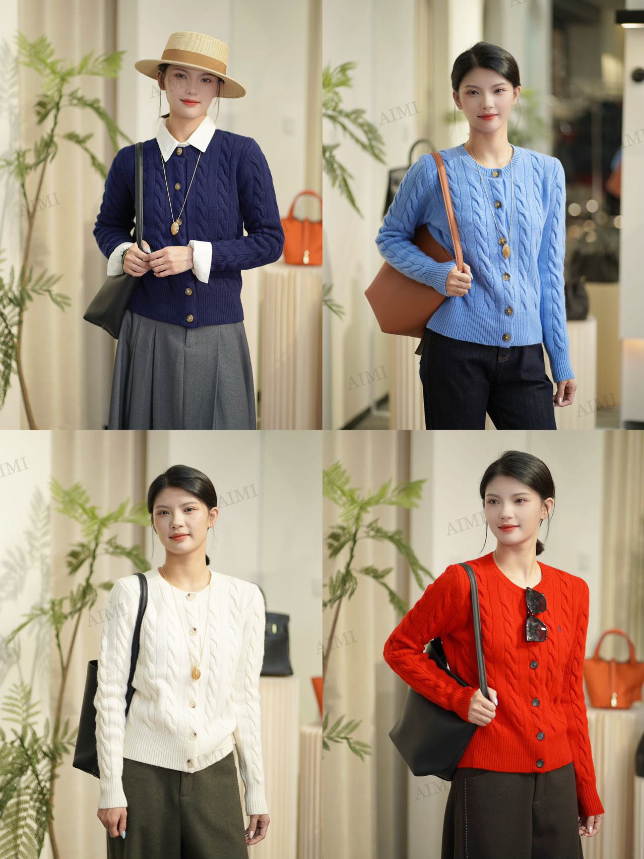 奥莱渠道带标【拉夫麻花圆领羊毛开衫】ME4300羊毛衫/开衫/毛衣