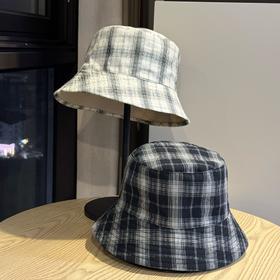 雀说 复古格子渔夫帽女休闲百搭显脸小水桶帽676