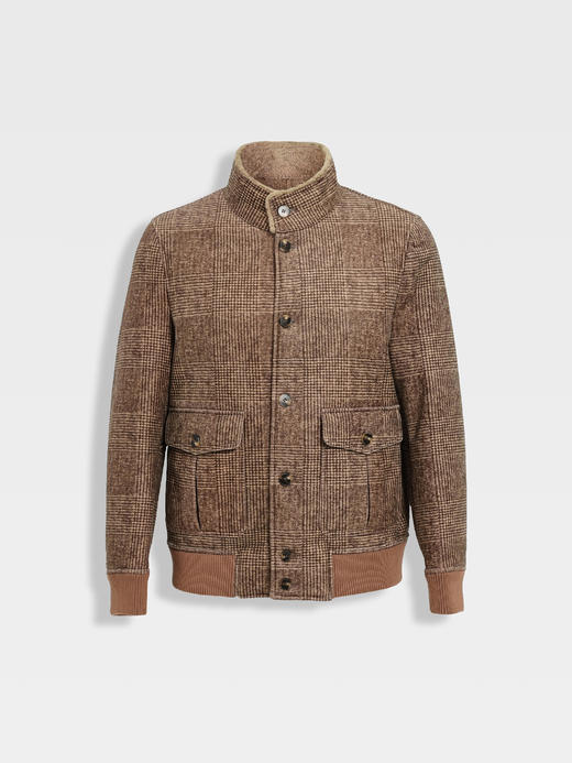 callisto咖色羊毛革立领皮衣 商品图0