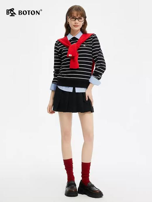 波顿女士春夏季蓝白色格子长袖衬衫高端美式休闲复古衬衣LS059125 商品图1