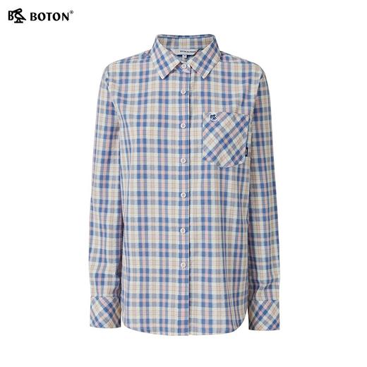 波顿女士春夏季蓝粉白色格子长袖衬衫高端美式休闲纯棉衬衣LS062125 商品图5