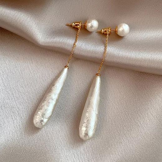 春节不打烊【高级不浮夸❗️百搭不挑人】S925纯银针法式纹理水滴珍珠耳环女小众设计高级感两戴式耳钉耳饰。jd 商品图1