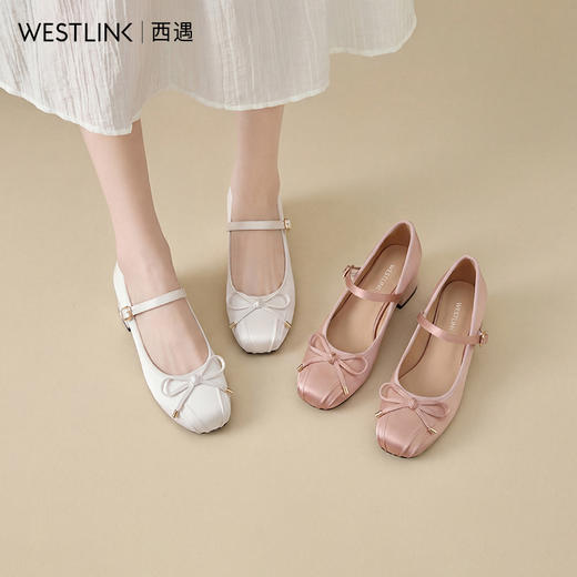 西遇浅口粗跟玛丽珍女鞋2026新款春季一字扣带芭蕾风百搭中跟单鞋V0166272 商品图0