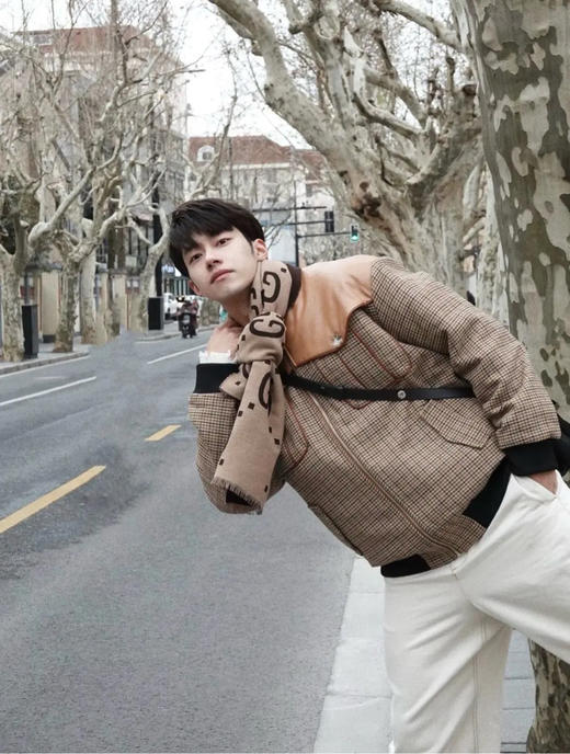 GUCCI 双G 老花 棕色 羊毛 围巾 商品图4