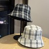 雀说 复古格子渔夫帽女休闲百搭显脸小水桶帽676 商品缩略图1