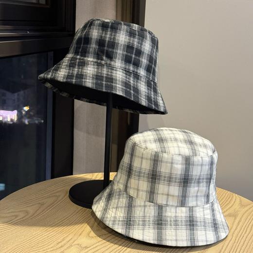 雀说 复古格子渔夫帽女休闲百搭显脸小水桶帽676 商品图1