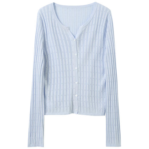 【莱赛尔醋酸长绒棉】三彩2026春季新款长袖针织衫外套轻薄开衫M 商品图4