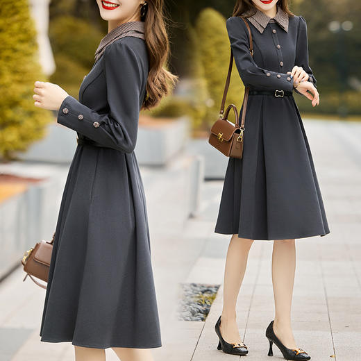 丁摩 秋冬新款时尚舒适气质修身显瘦呢料连衣裙5ZF-6927 商品图1