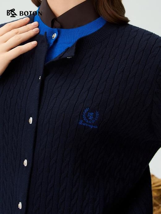 波顿女士秋冬开衫毛衣修身休闲百搭高级感蓝色毛衣LU119325 商品图4