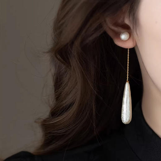 春节不打烊【高级不浮夸❗️百搭不挑人】S925纯银针法式纹理水滴珍珠耳环女小众设计高级感两戴式耳钉耳饰。jd 商品图0