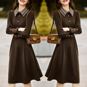 丁摩 秋冬新款时尚舒适气质修身显瘦呢料连衣裙5ZF-6927