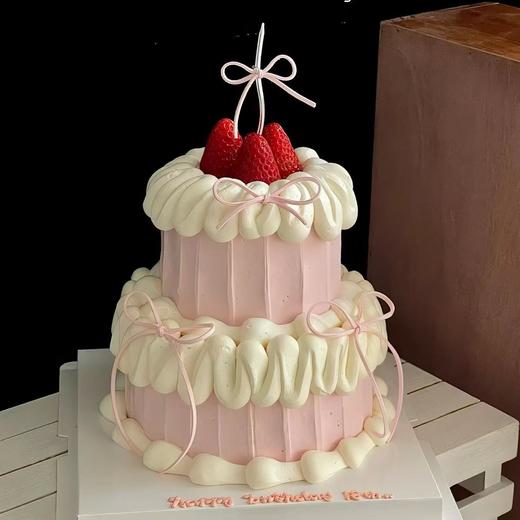 【三款】双层简约风蛋糕（部分装饰选用接近，文字数字可加可换） 商品图0