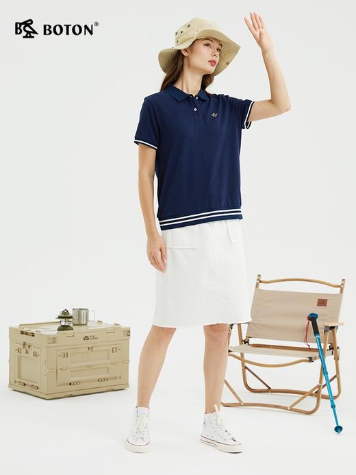 波顿女士夏季翻领POLO短袖T恤宽松休闲百搭针织衫LT268222 商品图1