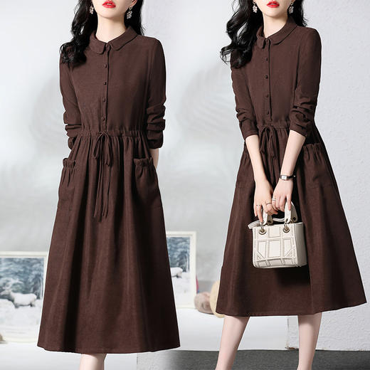 丁摩 连衣裙女新款春秋长袖贵夫人品牌高端洋气中年裙子5ZF-826 商品图3