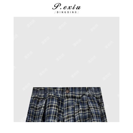 04-1潘依绣丁丁宠粉文艺风复合绒格子休闲裤 Q67070 商品图2