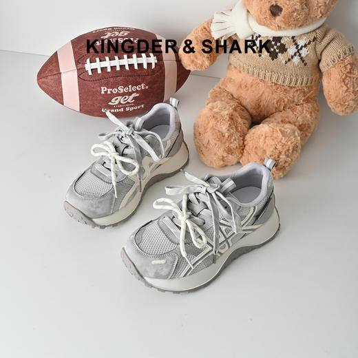 经典鲨2026年春专柜新品网面透气舒适系带平底跑步休闲鞋女KW219-617021 商品图0