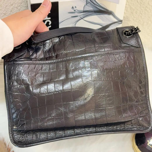 YSL Niki 中号 D扣 so black 鳄鱼压纹牛皮 斜挎包 商品图1