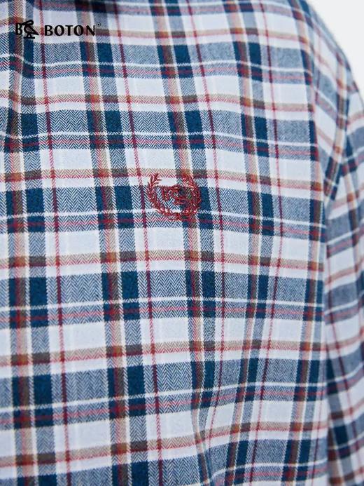 波顿男士春秋长袖格子衬衫高端合身美式休闲纯棉衬衣MS092125 商品图4