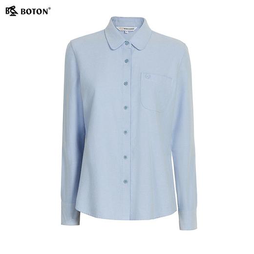 波顿女士秋冬季翻领净色磨毛长袖衬衫合身舒适百搭衬衣LS102325 商品图6