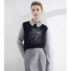 百媚生 羊毛混纺假两件翻领长袖拼色针织衫烫钻钉珠上衣DFL300663 商品缩略图0