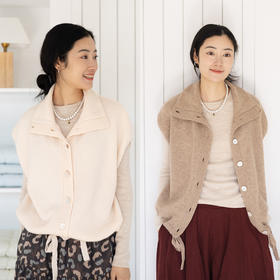 特绽放062朵/“一马当先"万能马甲·全羊毛叠搭抽绳马夹外套女春