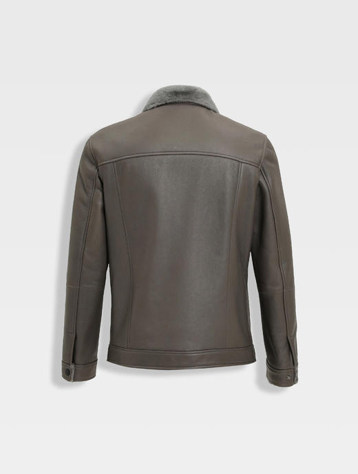 callisto灰色羊毛皮革夹克款皮衣 商品图1